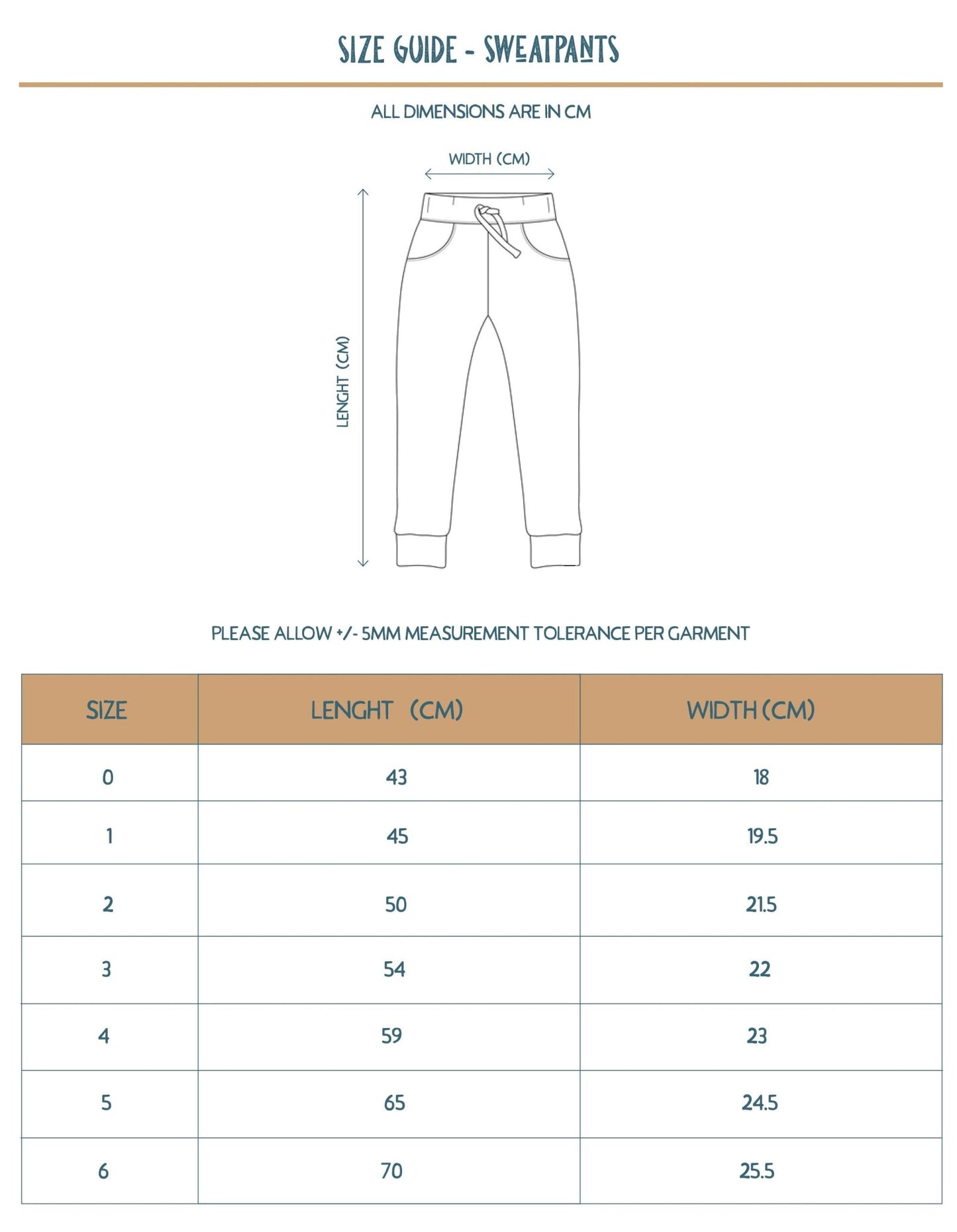 Green kids track pants with two side pockets, designed for outdoor adventures - Stick Hunters size chart