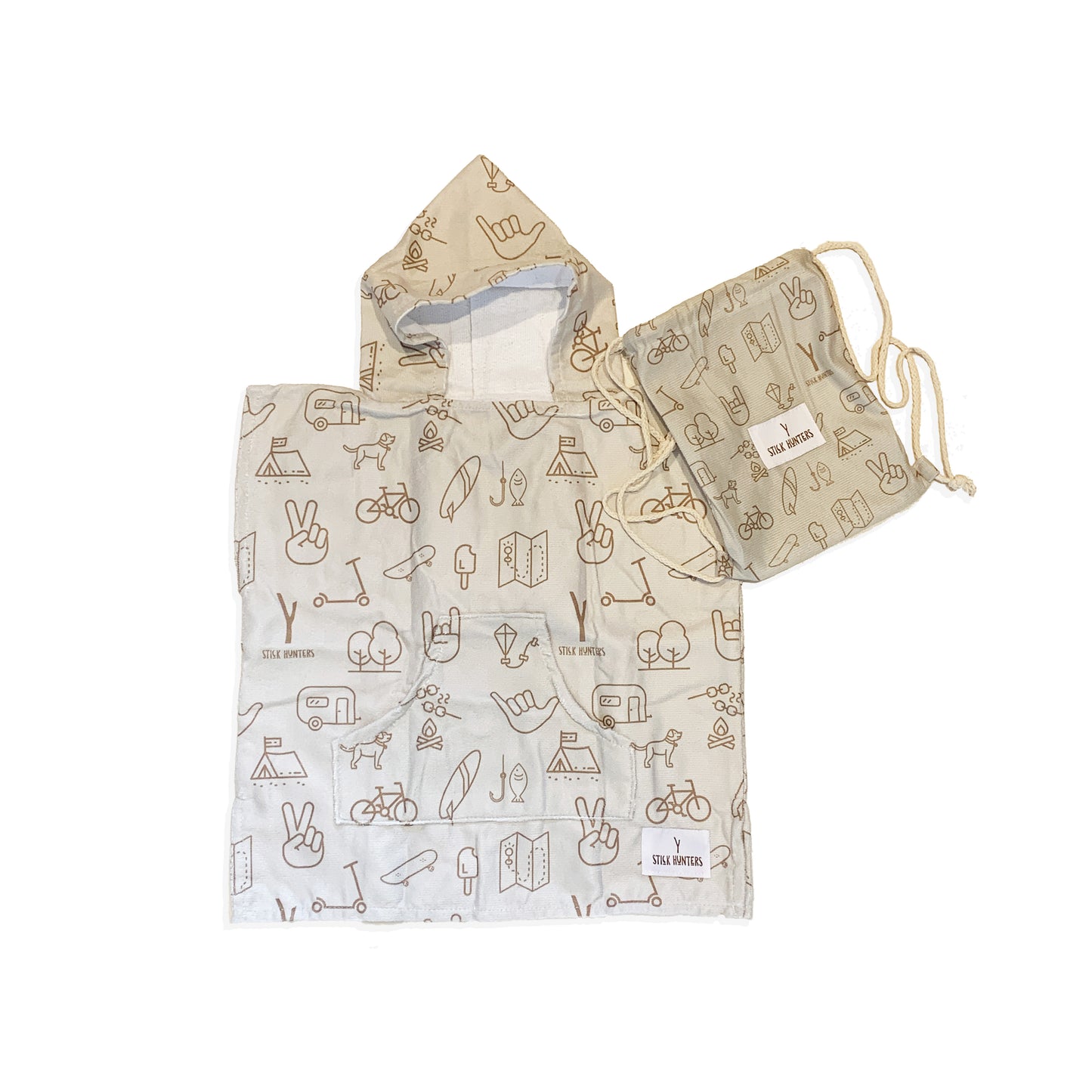 HOODED BEACH TOWEL - BROWN - KIDS OR TODDLER SIZES