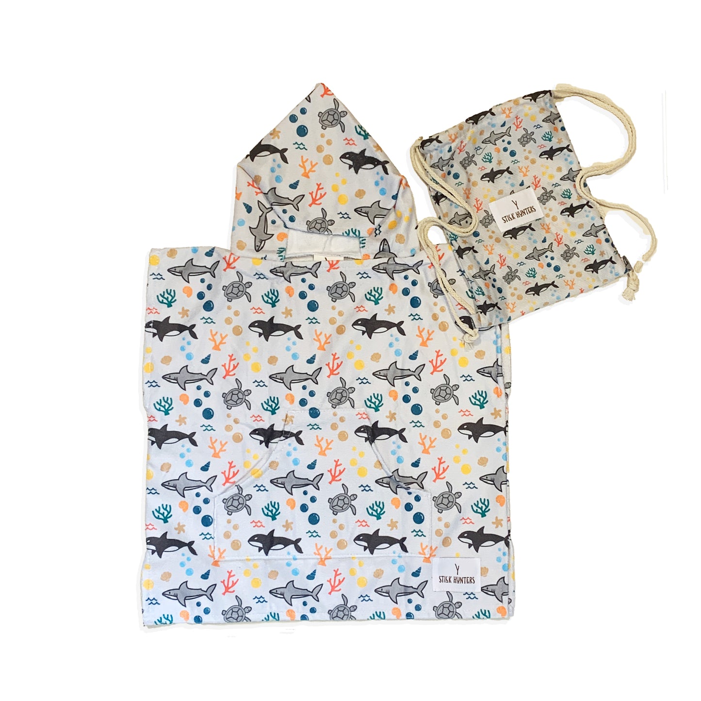 HOODED BEACH TOWEL - SHARK - KIDS OR TODDLER SIZES