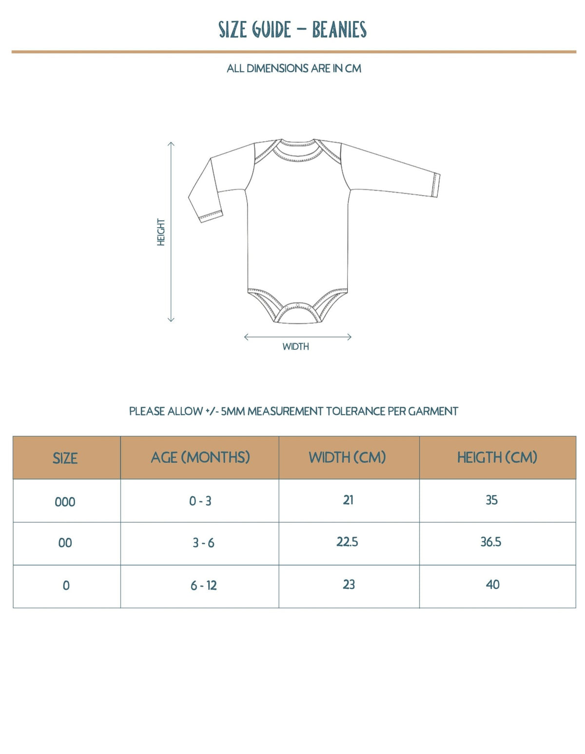 Grey Mud Puddle Jumper baby bodysuit with long sleeves and envelope collar - Stick Hunters size chart