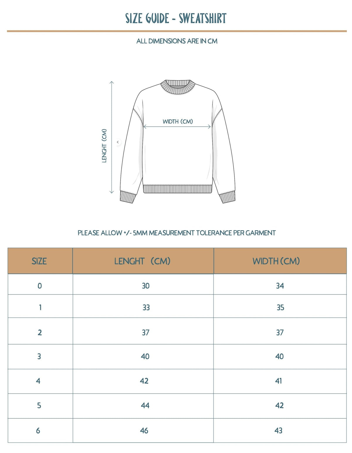 Blue Brave & Wild kids sweatshirt styled for everyday outdoor adventures - Stick Hunters size chart