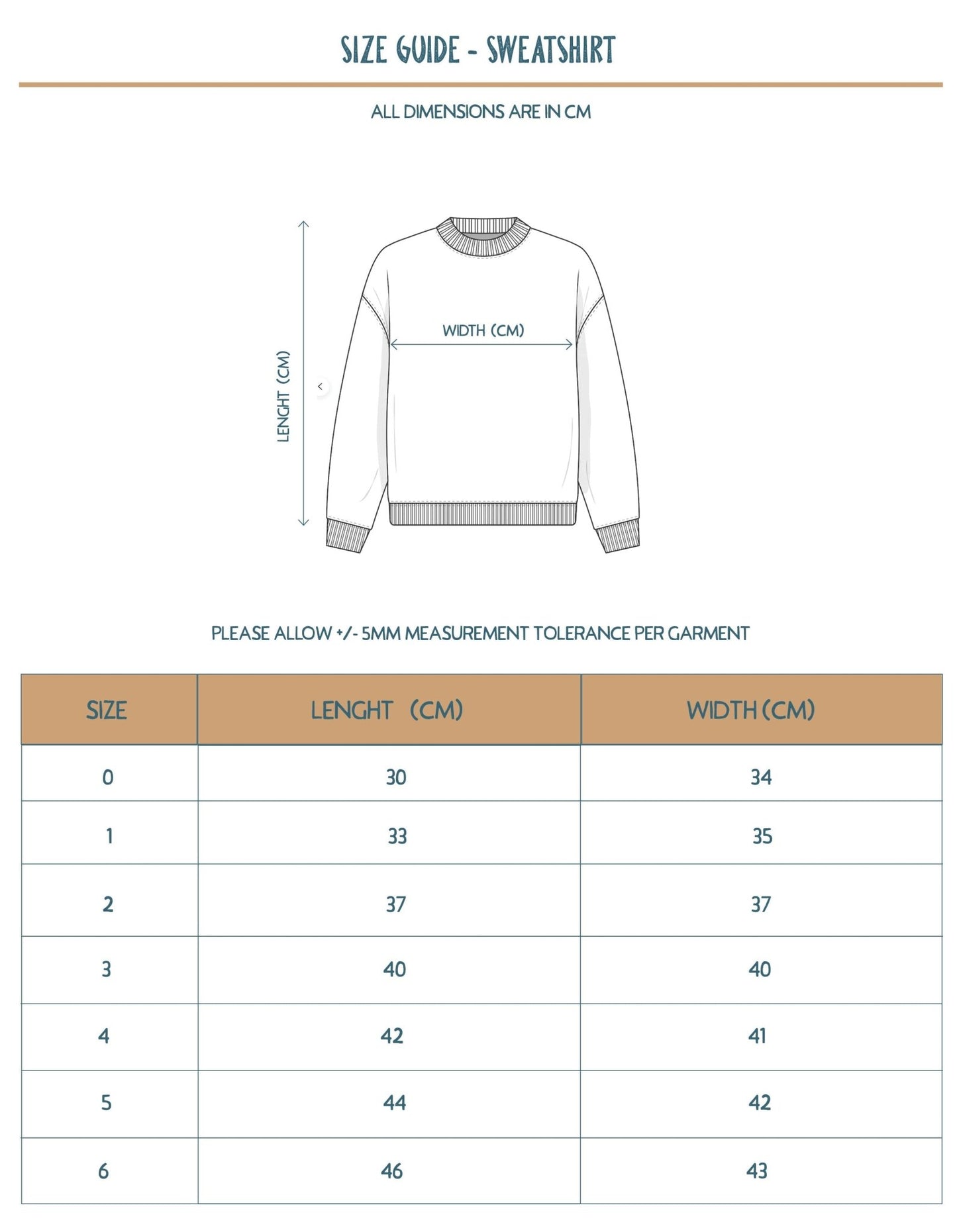 Blue Mud Puddle Jumper kids sweatshirt styled for everyday adventures - Stick Hunters size chart
