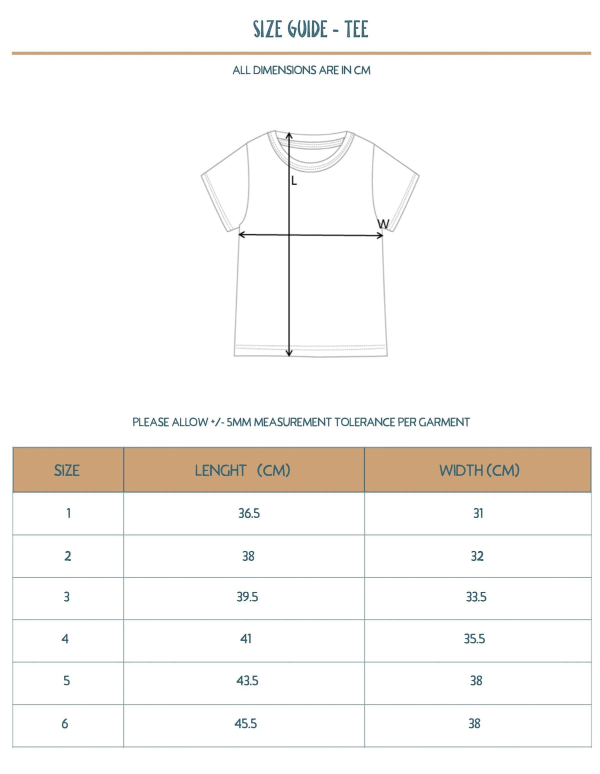 Reel Cool Kid rose t-shirt showing relaxed fit and graphic print - Stick Hunters size chart