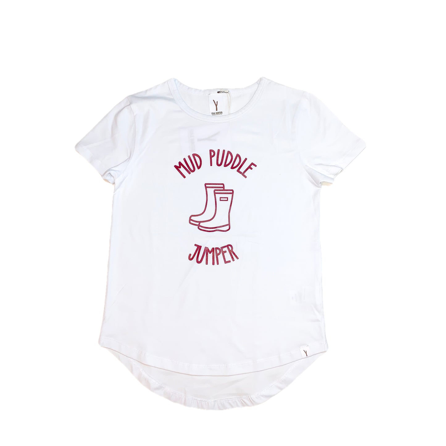 MUD PUDDLE JUMPER LONG BACK TEE - WHITE