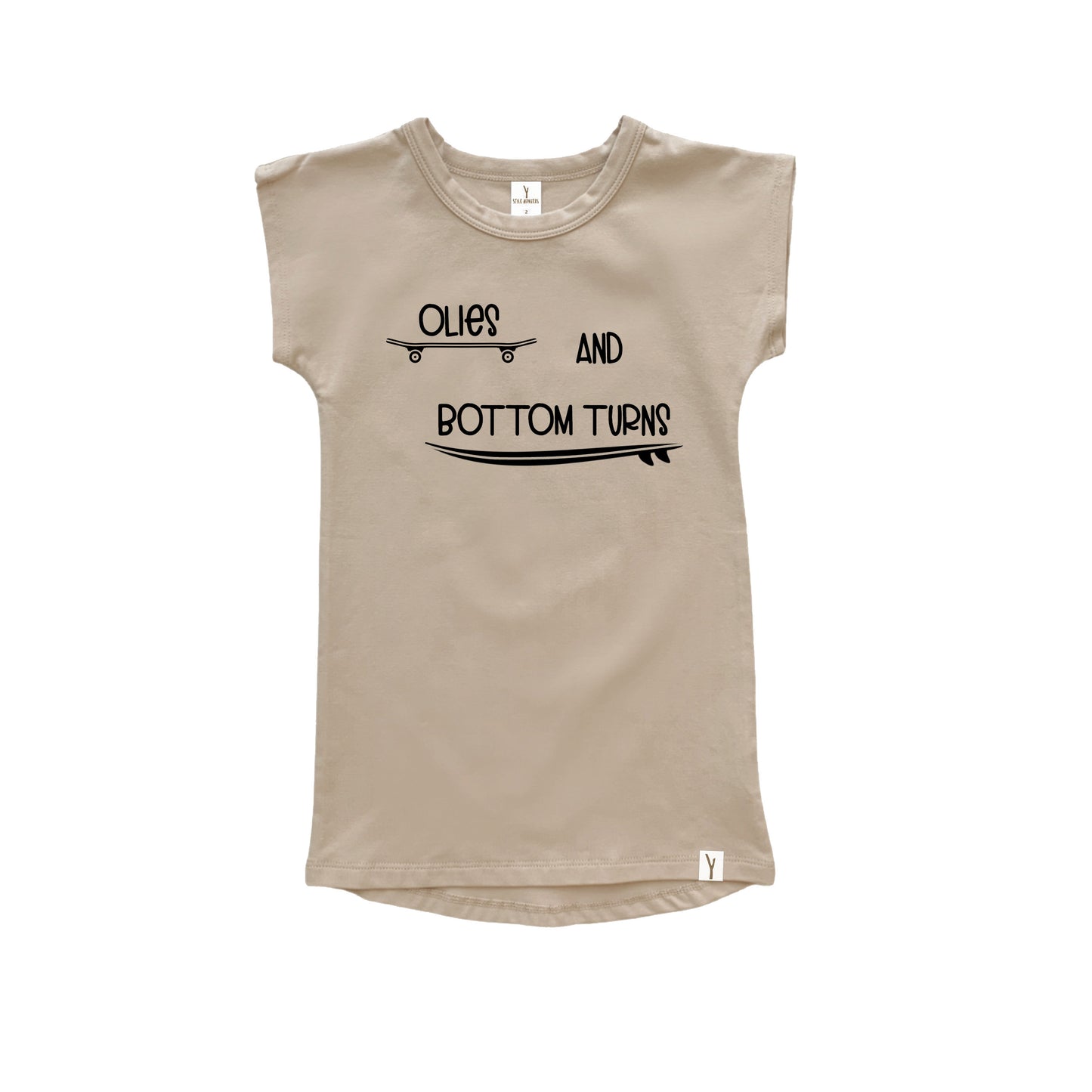 OLLIES AND BOTTOM TURNS - LONG T-SHIRT DRESS - SAND